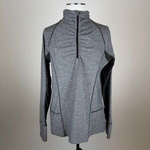 C9 Champion Gray Quarter Zip Pullover Semi Fitted Womens Sz Large Active Running
